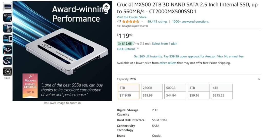 Review of the Crucial MX500 SSD 2TB | AZRatings